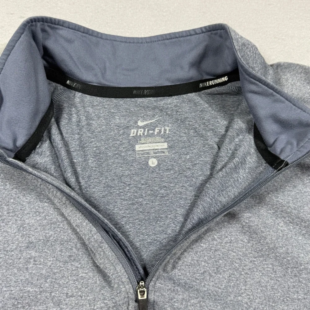 Nike Running Dri-FIT Mens Quarter Zip Pullover Gray Heathered Athletic Top L
